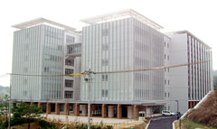 新設された薬学部校舎（右側）