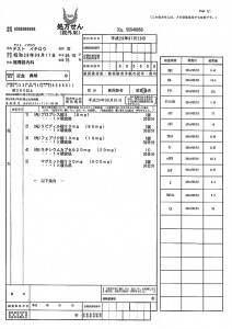 院外処方箋をA４サイズに拡大し、右側のスペースに検査値表示欄を設けた