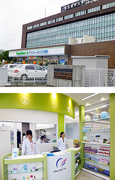 「ファミリーマート+ファーマライズ薬局美浜店」は、東京歯科大学千葉病院の正門横にありながら、処方箋の面応需も増えている