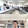 札医大病院のDI担当や病棟薬剤師（上段）と羽幌病院をつないで遠隔ミーティングを行う（下段は出向中の大立目薬剤師）